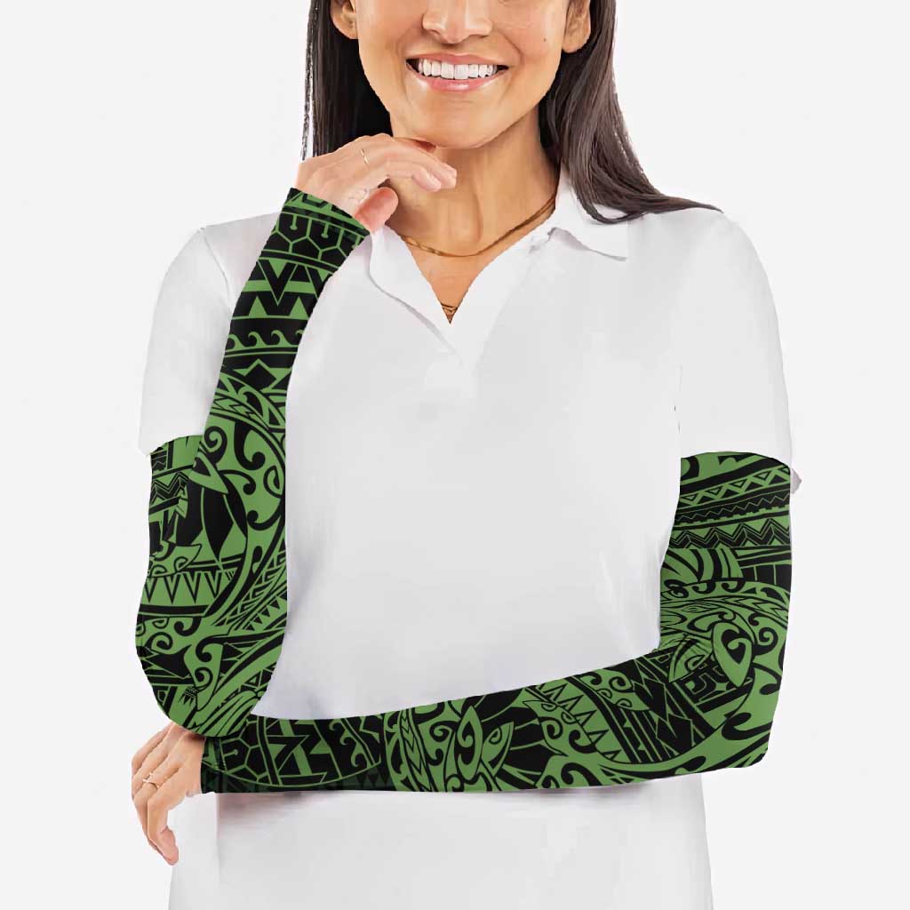 Green Couple Dolphins Maori Polynesian Style Arm Sleeves - Polynesian Pride