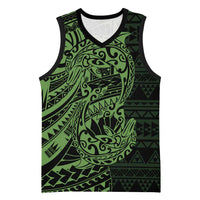Green Couple Dolphins Maori Polynesian Style Basketball Jersey - Polynesian Pride