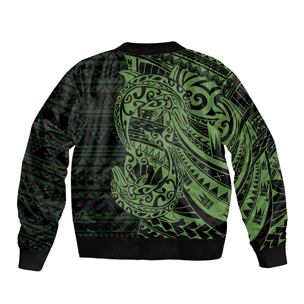 Green Couple Dolphins Maori Polynesian Style Bomber Jacket LT9 - Polynesian Pride
