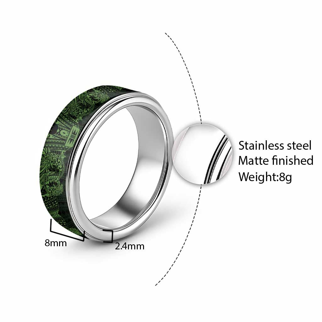 Green Couple Dolphins Maori Polynesian Style Classic Ring - Polynesian Pride