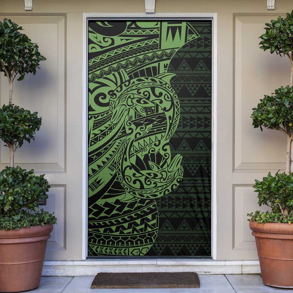Green Couple Dolphins Maori Polynesian Style Door Cover - Polynesian Pride