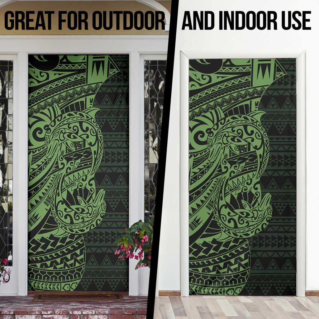 Green Couple Dolphins Maori Polynesian Style Door Cover - Polynesian Pride