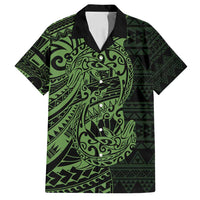 Green Couple Dolphins Maori Polynesian Style Family Matching Long Sleeve Bodycon Dress and Hawaiian Shirt LT9 Dad's Shirt - Short Sleeve Green - Polynesian Pride
