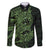 Green Couple Dolphins Maori Polynesian Style Family Matching Off Shoulder Short Dress and Hawaiian Shirt