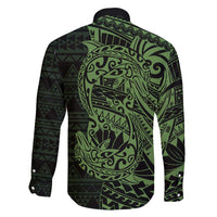 Green Couple Dolphins Maori Polynesian Style Family Matching Summer Maxi Dress and Hawaiian Shirt LT9 - Polynesian Pride