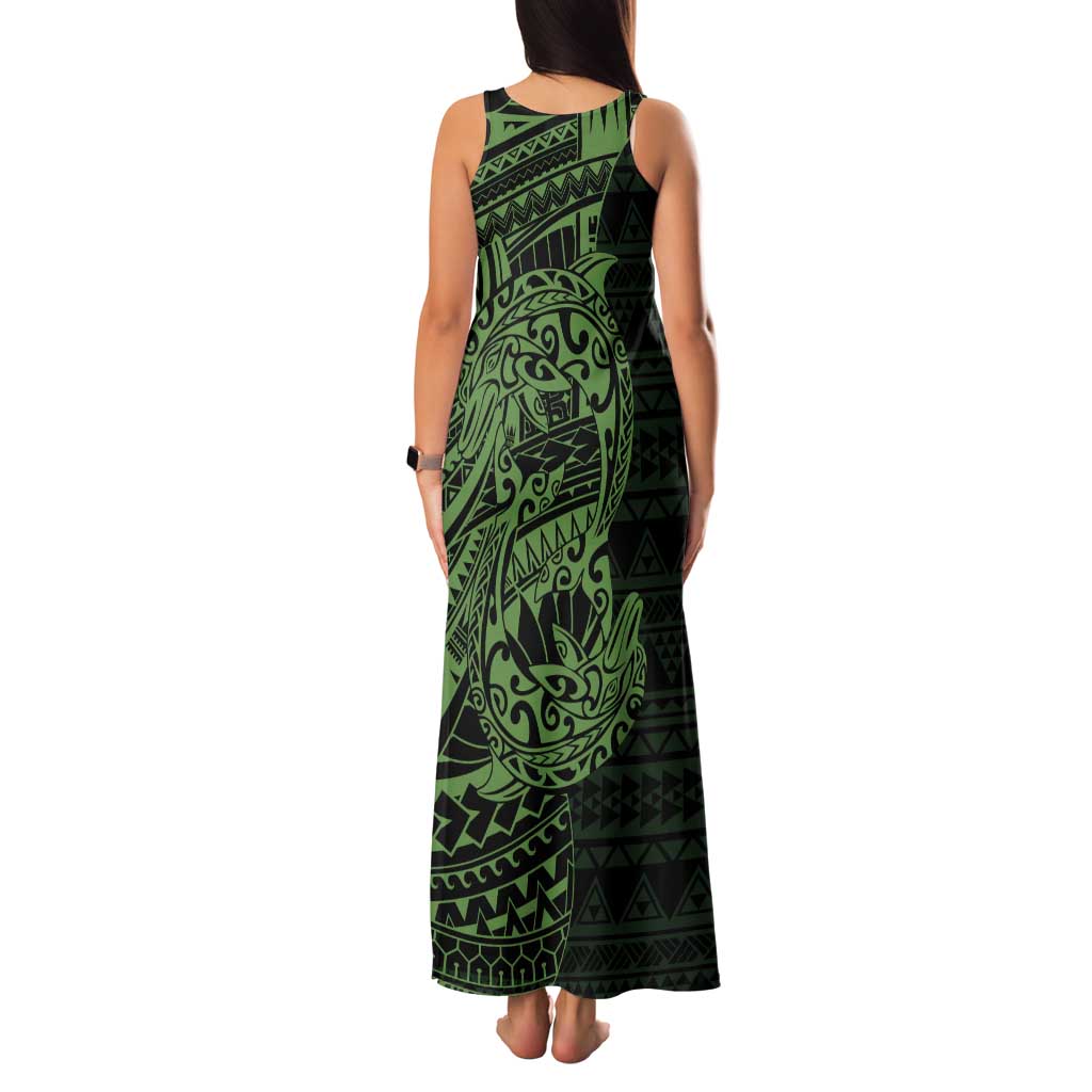 Green Couple Dolphins Maori Polynesian Style Family Matching Tank Maxi Dress and Hawaiian Shirt LT9 - Polynesian Pride