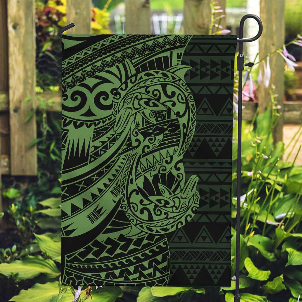 Green Couple Dolphins Maori Polynesian Style Garden Flag