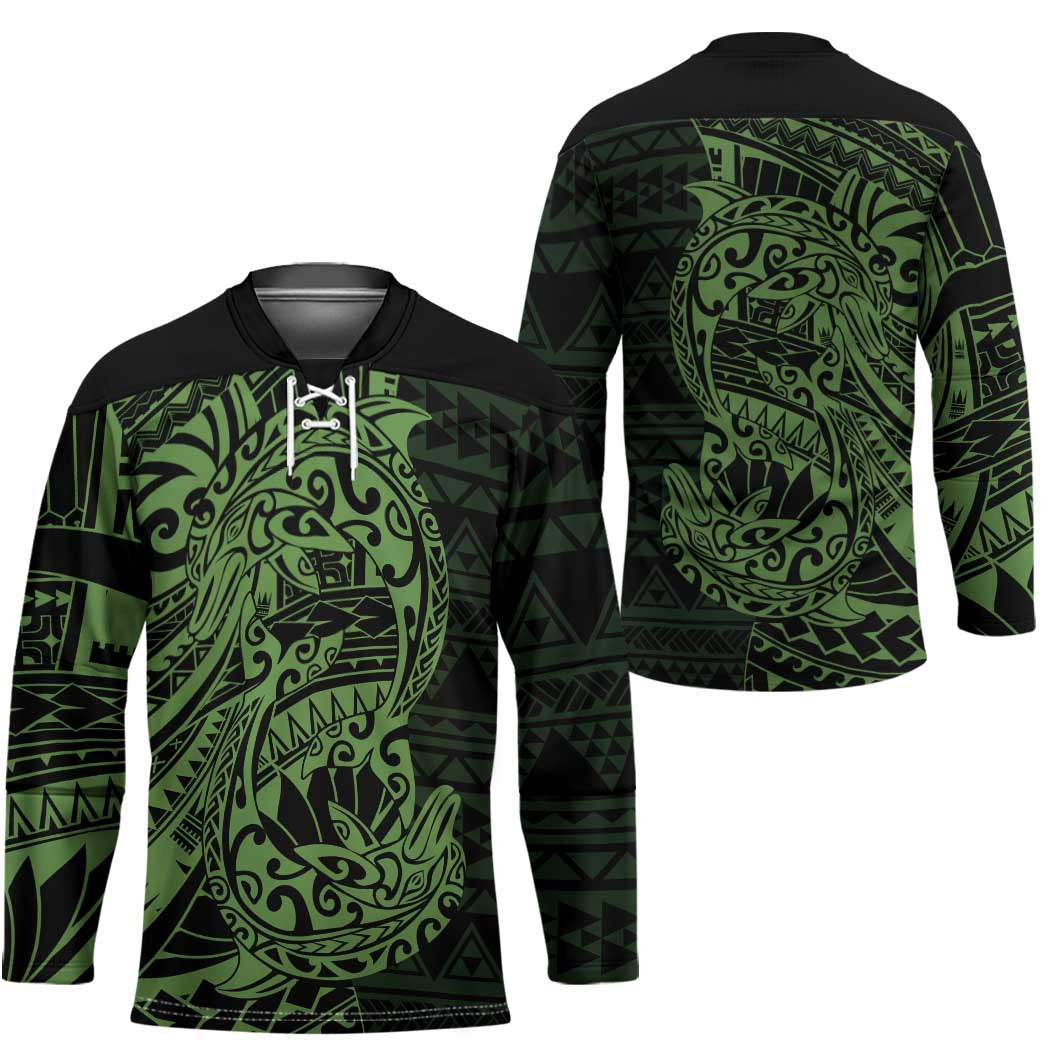 Green Couple Dolphins Maori Polynesian Style Hockey Jersey - Polynesian Pride