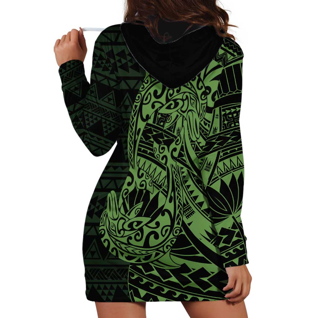 Green Couple Dolphins Maori Polynesian Style Hoodie Dress