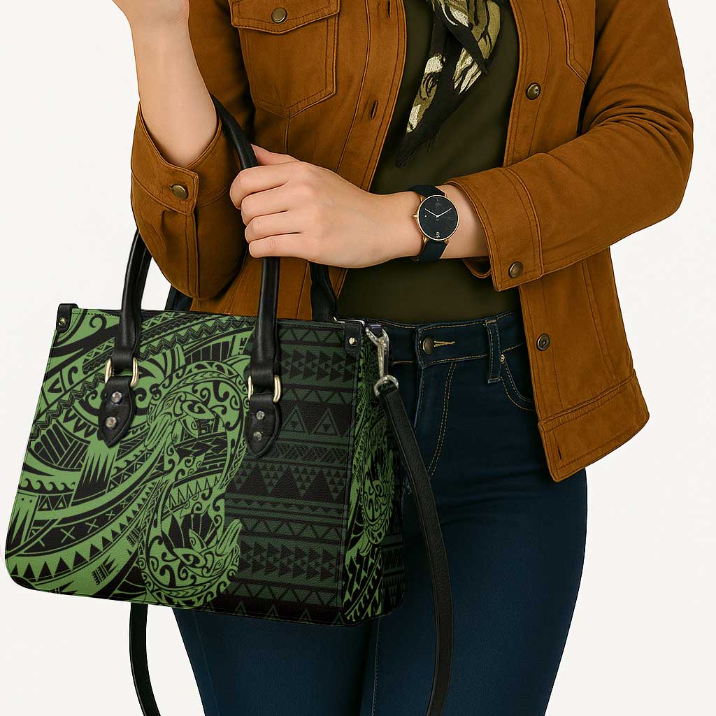Green Couple Dolphins Maori Polynesian Style Leather Bag - Polynesian Pride