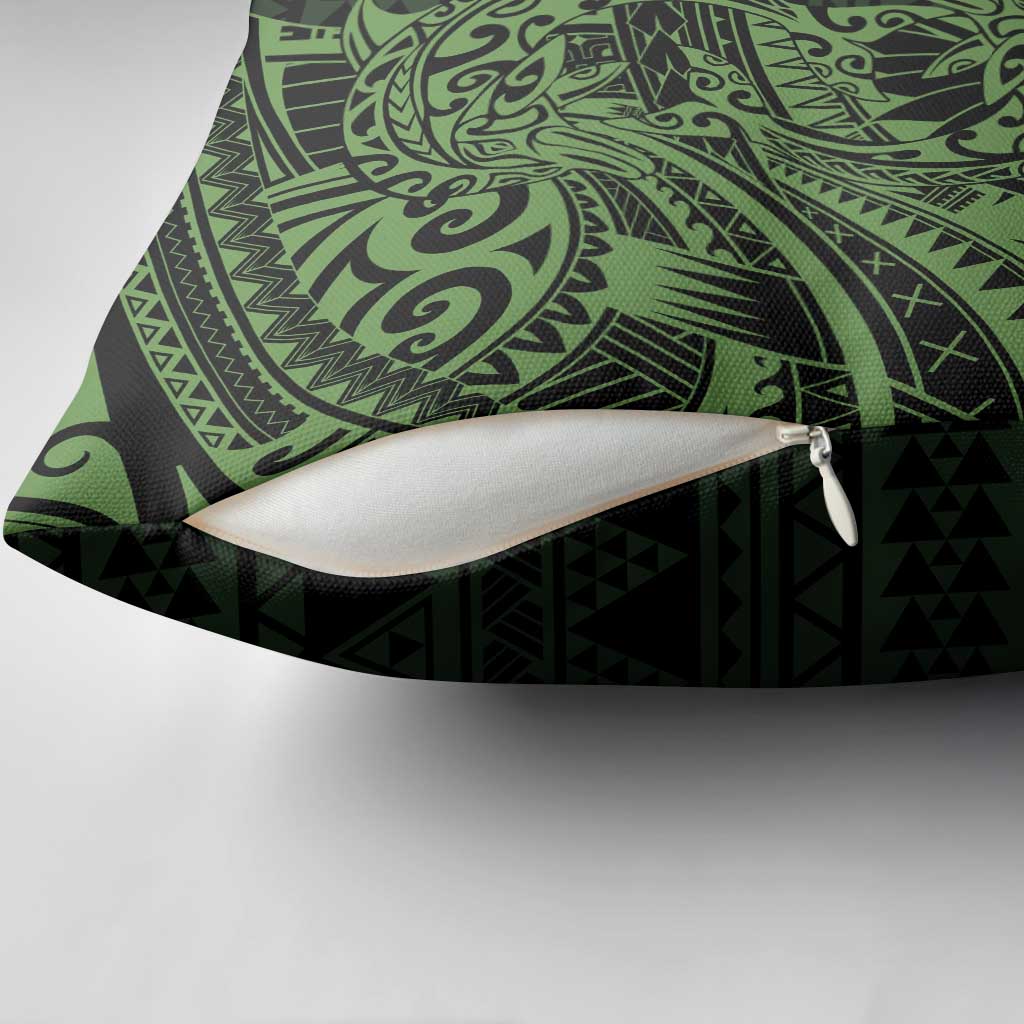 Green Couple Dolphins Maori Polynesian Style Pillow Cover - Polynesian Pride