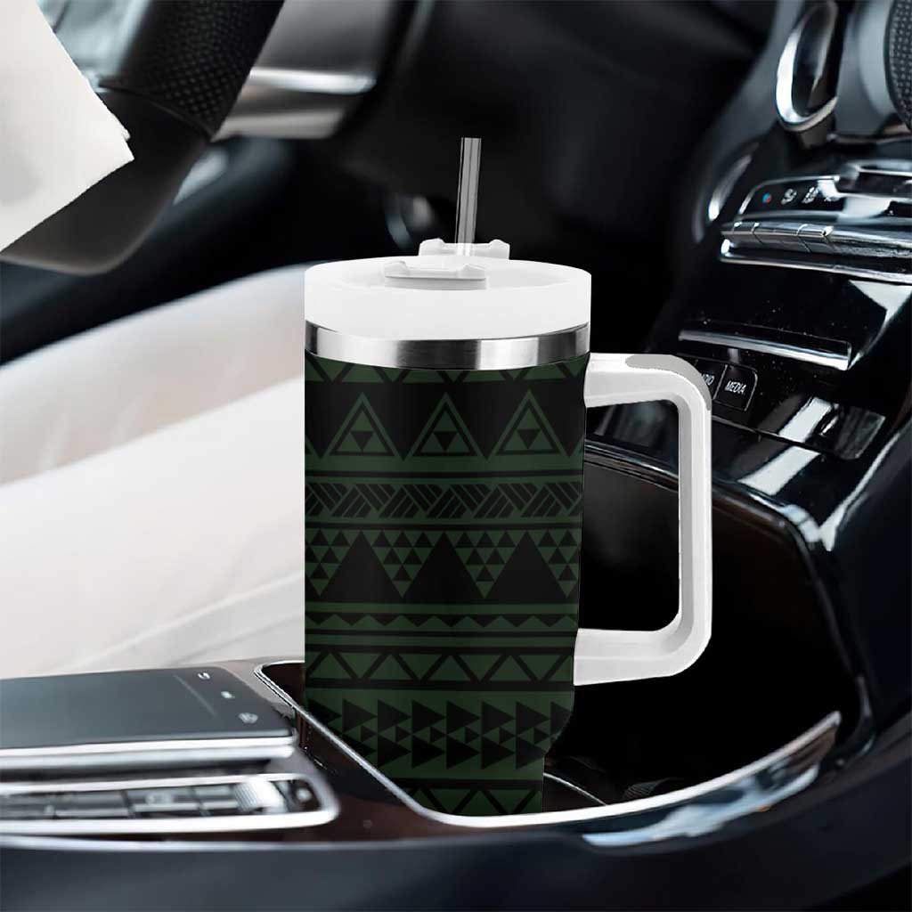 Green Couple Dolphins Maori Polynesian Style Tumbler With Handle