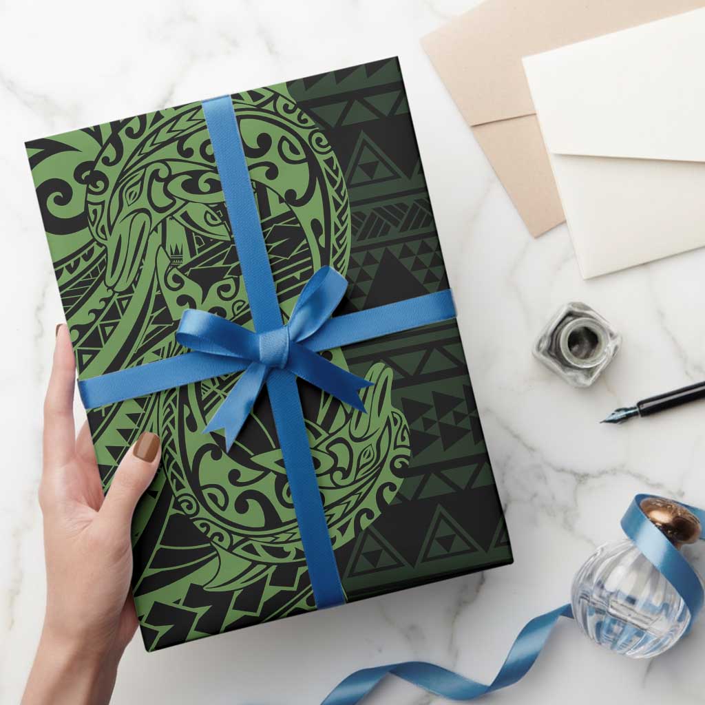 Green Couple Dolphins Maori Polynesian Style Wrapping Paper - Polynesian Pride