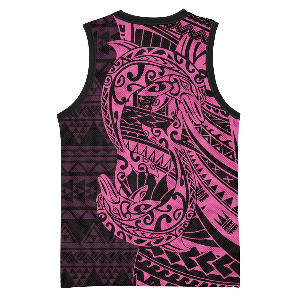Pink Couple Dolphins Maori Polynesian Style Basketball Jersey - Polynesian Pride