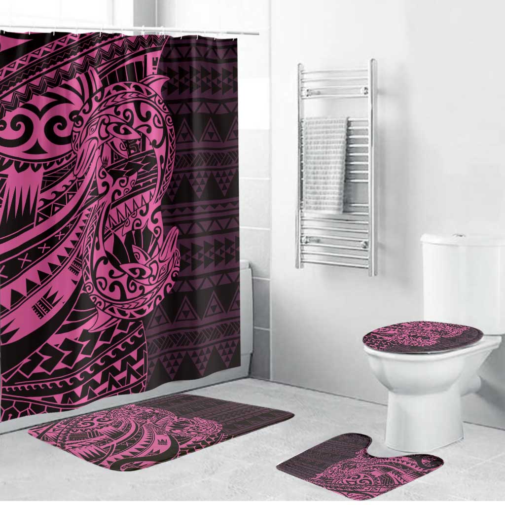 Pink Couple Dolphins Maori Polynesian Style Bathroom Set LT9 Bathroom Set (4 pcs) Pink - Polynesian Pride