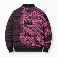 Pink Couple Dolphins Maori Polynesian Style Bomber Puffer Jacket - Polynesian Pride