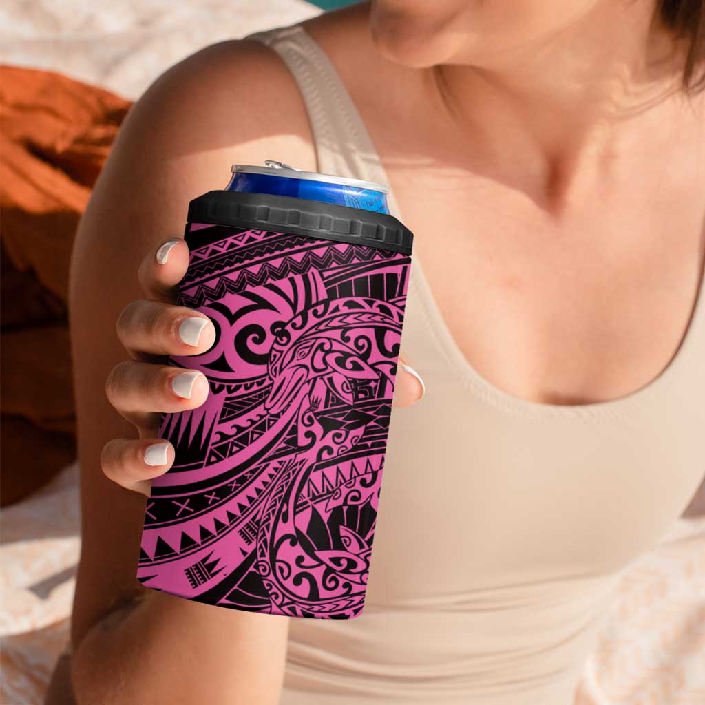 Pink Couple Dolphins Maori Polynesian Style 4 in 1 Can Cooler Tumbler