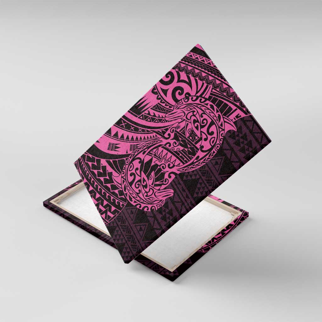 Pink Couple Dolphins Maori Polynesian Style Canvas Wall Art