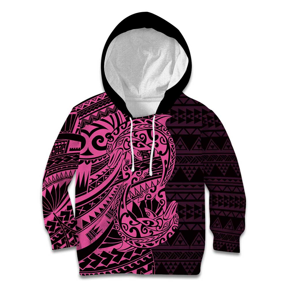 Pink Couple Dolphins Maori Polynesian Style Kid Hoodie LT9 Hoodie Pink - Polynesian Pride