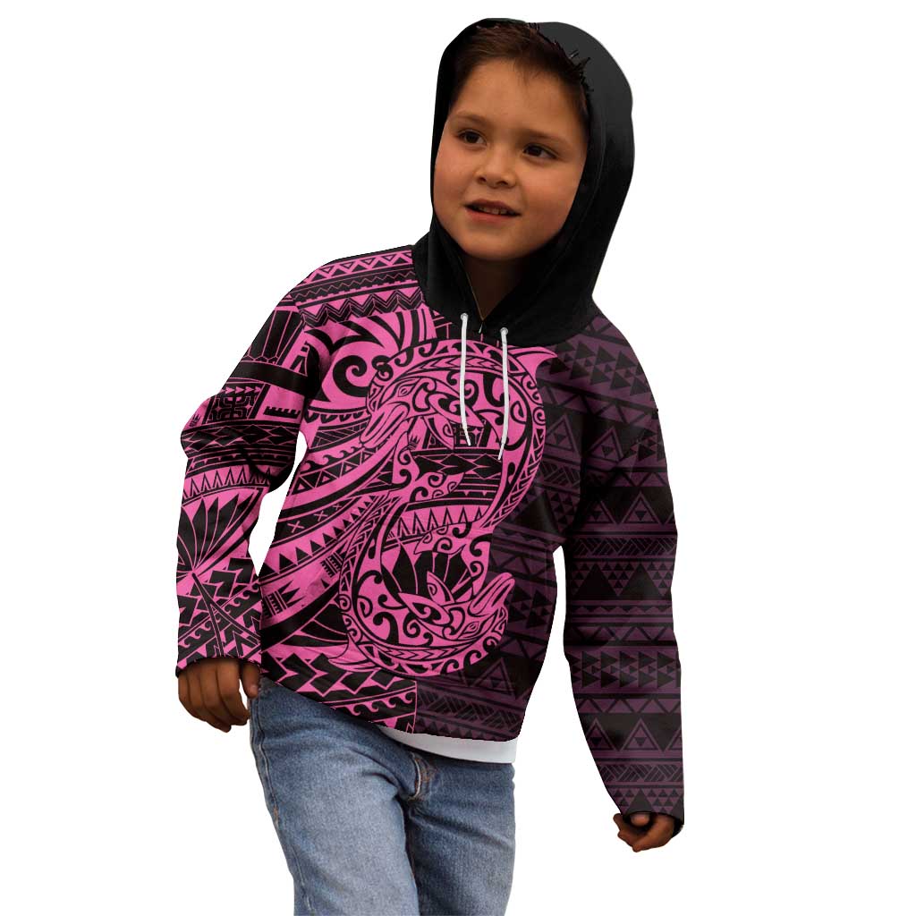 Pink Couple Dolphins Maori Polynesian Style Kid Hoodie LT9 - Polynesian Pride