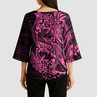 Pink Couple Dolphins Maori Polynesian Style Kimono Sleeve Blouse LT9 - Polynesian Pride