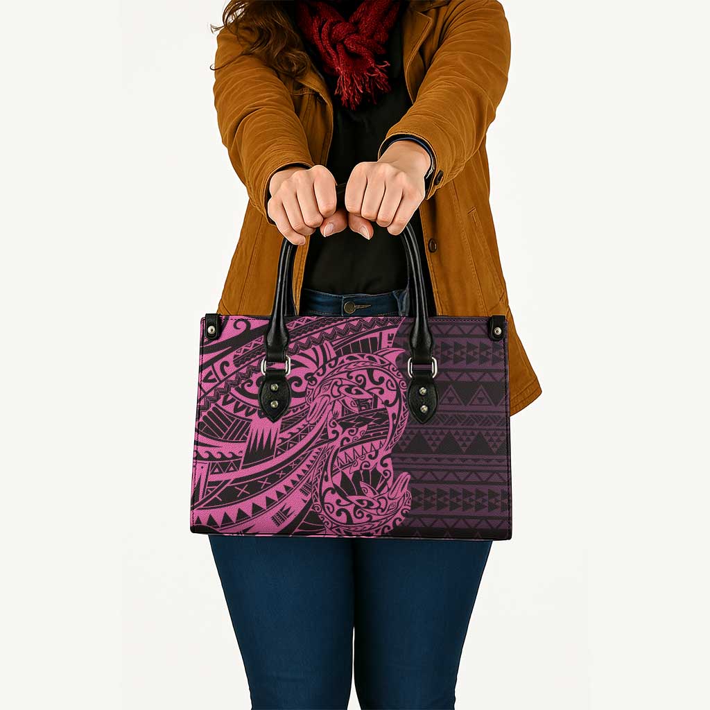 Pink Couple Dolphins Maori Polynesian Style Leather Bag - Polynesian Pride