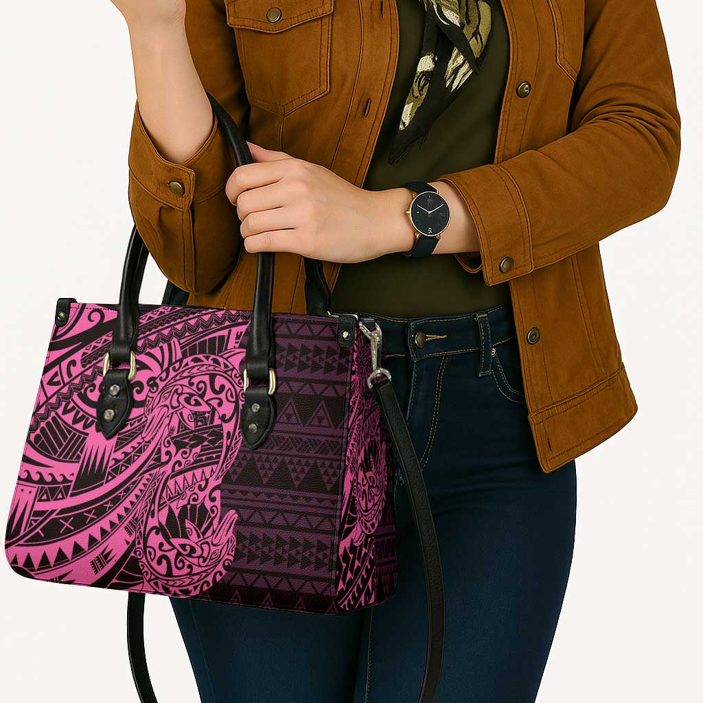 Pink Couple Dolphins Maori Polynesian Style Leather Bag - Polynesian Pride