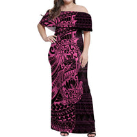 Pink Couple Dolphins Maori Polynesian Style Off Shoulder Maxi Dress LT9 Women Pink - Polynesian Pride