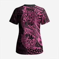 Pink Couple Dolphins Maori Polynesian Style Scrub Top - Polynesian Pride