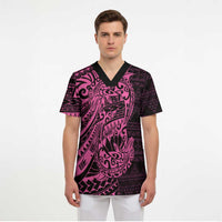 Pink Couple Dolphins Maori Polynesian Style Scrub Top - Polynesian Pride