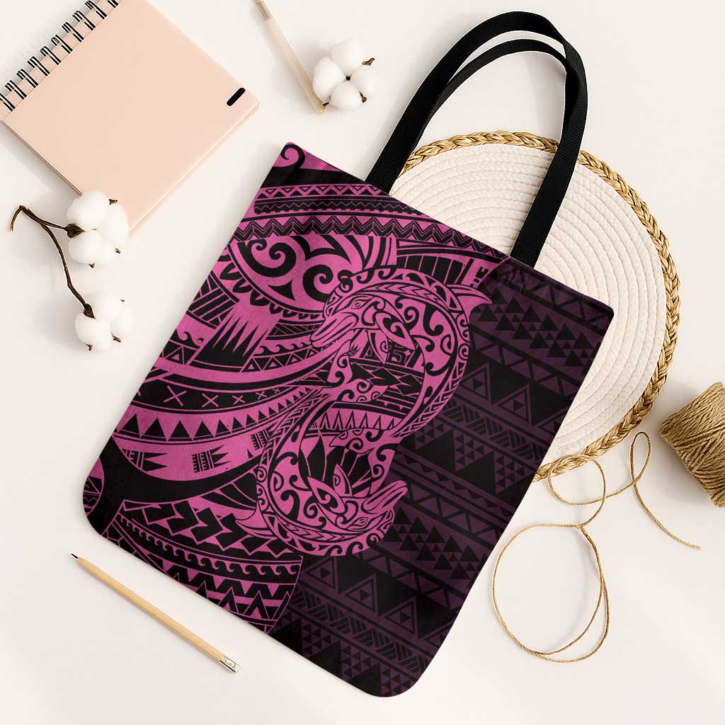 Pink Couple Dolphins Maori Polynesian Style Tote Bag - Polynesian Pride