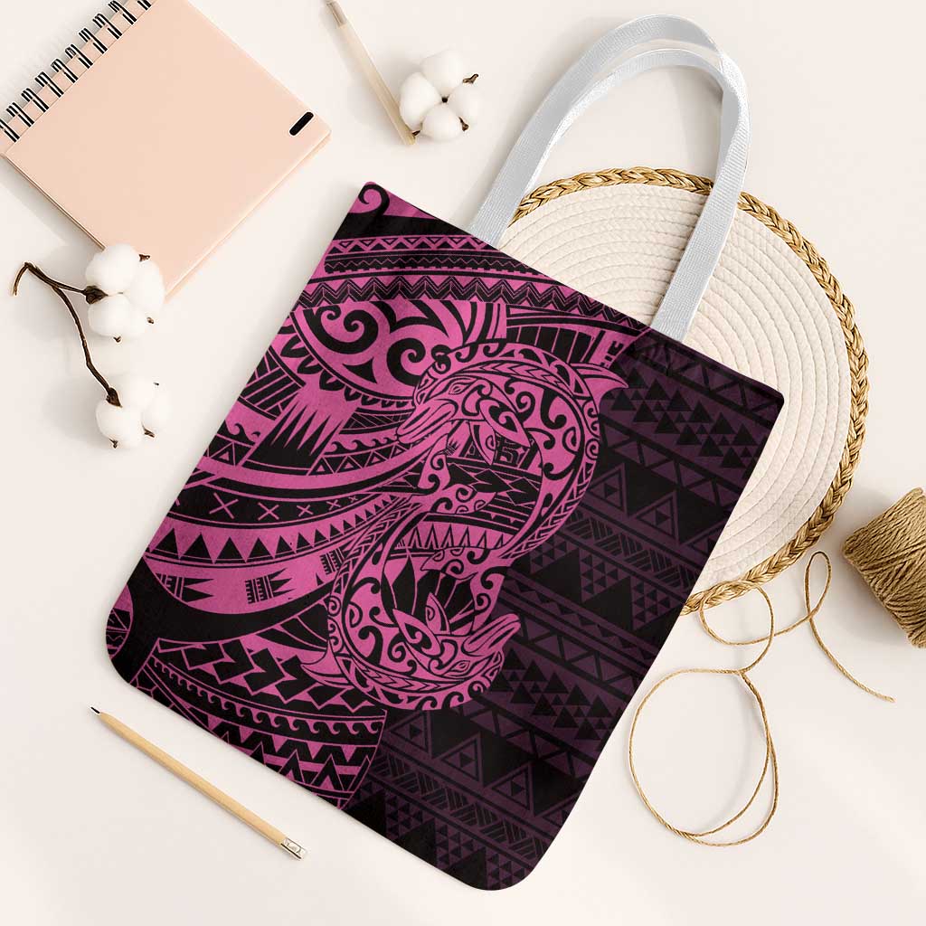 Pink Couple Dolphins Maori Polynesian Style Tote Bag - Polynesian Pride