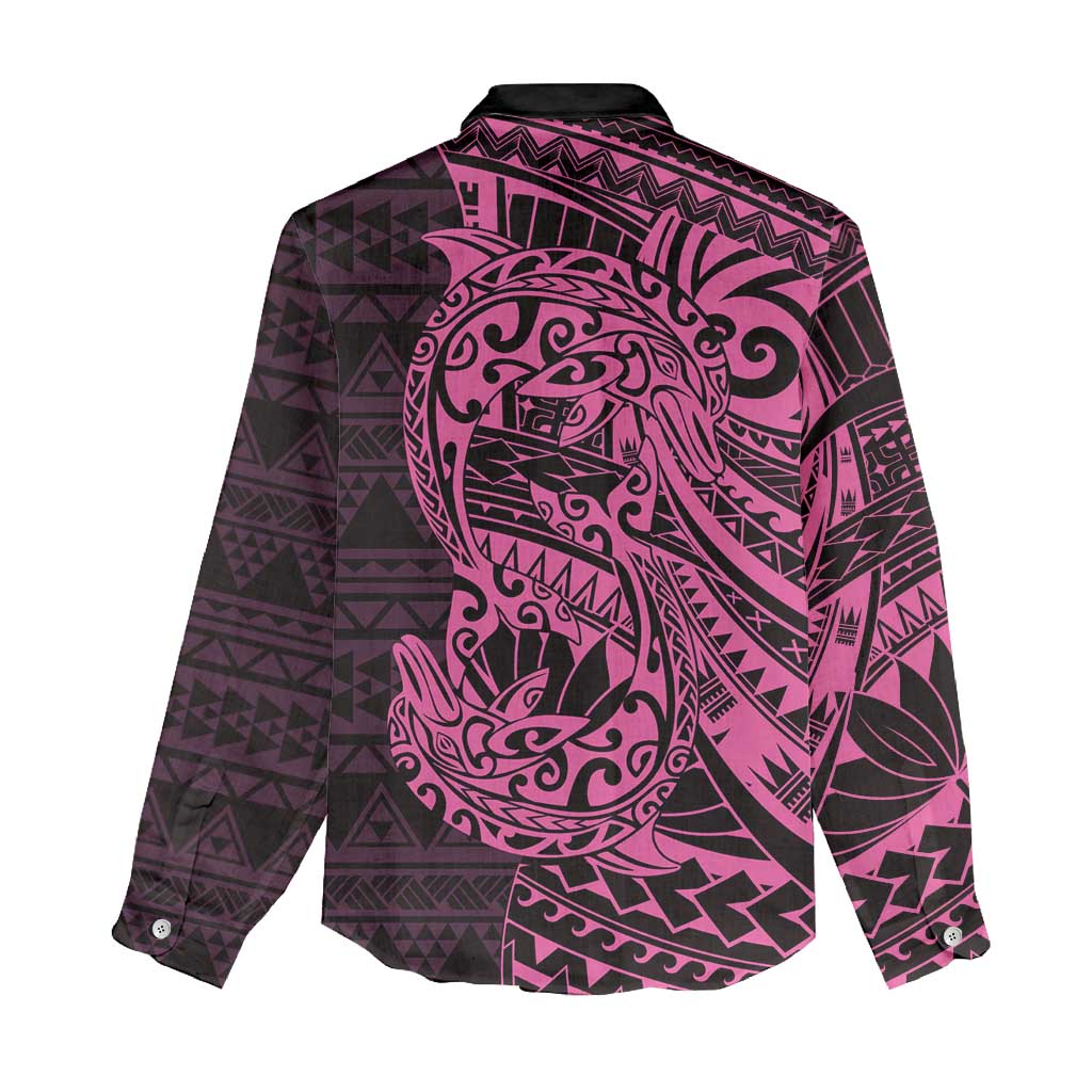 Pink Couple Dolphins Maori Polynesian Style Women Casual Shirt LT9 - Polynesian Pride