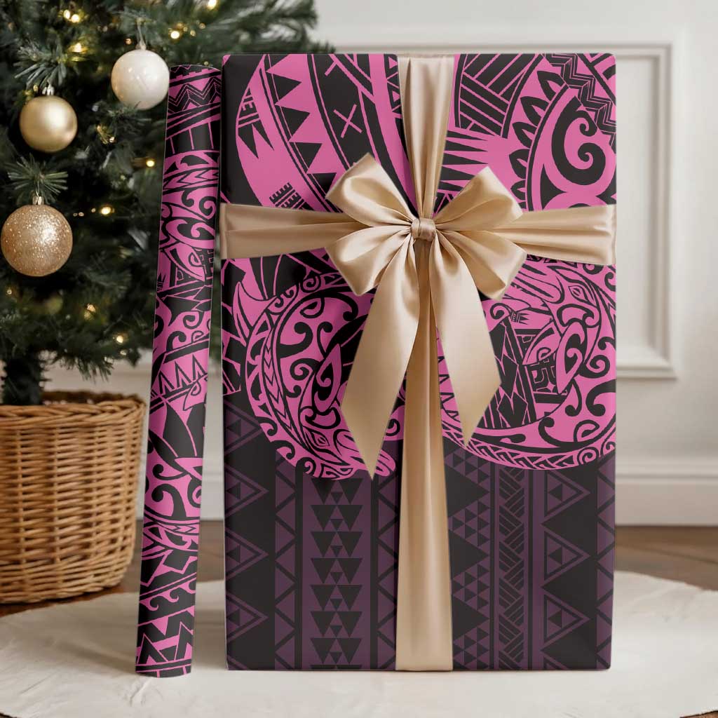 Pink Couple Dolphins Maori Polynesian Style Wrapping Paper - Polynesian Pride