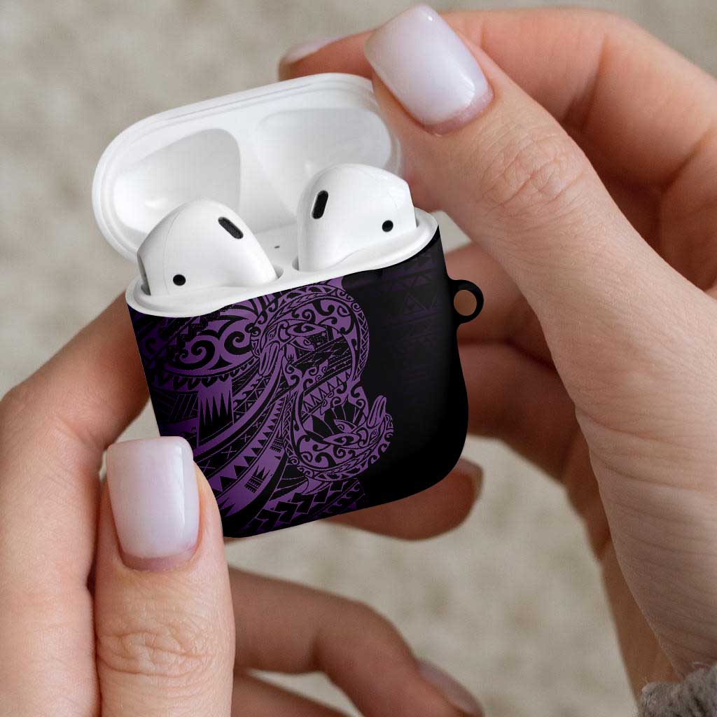Purple Couple Dolphins Maori Polynesian Style AirPods Case - Polynesian Pride