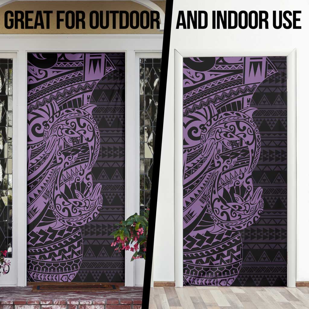 Purple Couple Dolphins Maori Polynesian Style Door Cover - Polynesian Pride