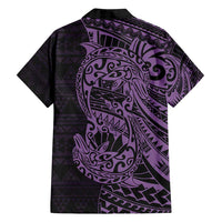 Purple Couple Dolphins Maori Polynesian Style Family Matching Long Sleeve Bodycon Dress and Hawaiian Shirt LT9 - Polynesian Pride