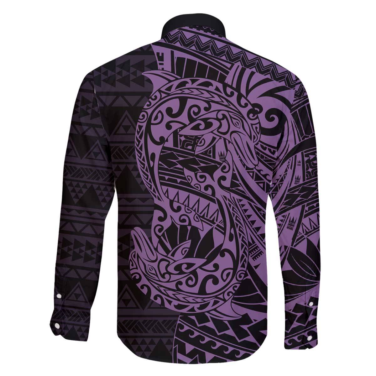 Purple Couple Dolphins Maori Polynesian Style Family Matching Off The Shoulder Long Sleeve Dress and Hawaiian Shirt LT9 - Polynesian Pride