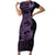 Purple Couple Dolphins Maori Polynesian Style Family Matching Short Sleeve Bodycon Dress and Hawaiian Shirt