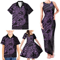 Purple Couple Dolphins Maori Polynesian Style Family Matching Tank Maxi Dress and Hawaiian Shirt LT9 - Polynesian Pride