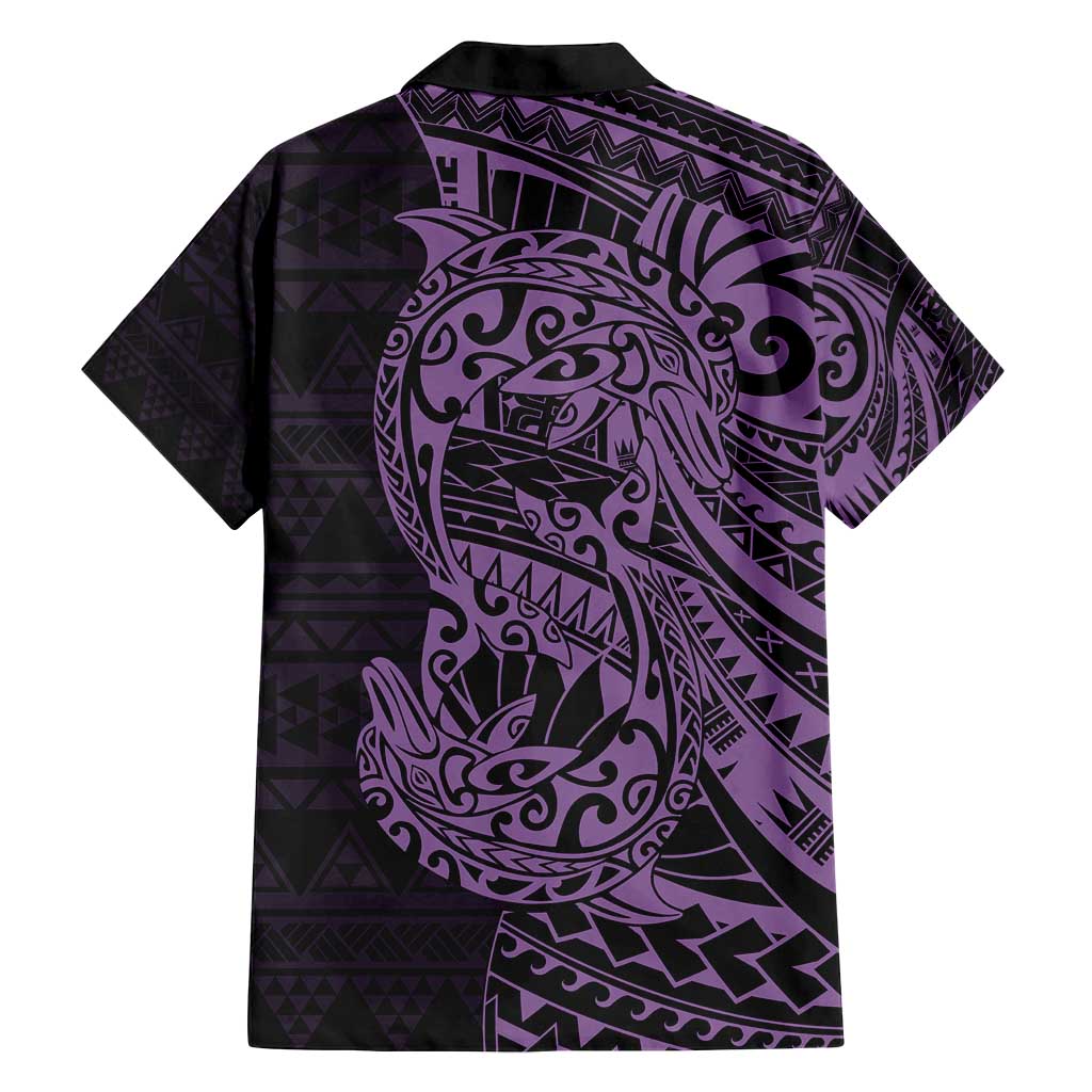 Purple Couple Dolphins Maori Polynesian Style Family Matching Tank Maxi Dress and Hawaiian Shirt LT9 - Polynesian Pride