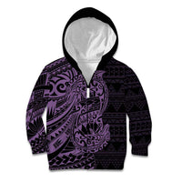 Purple Couple Dolphins Maori Polynesian Style Kid Hoodie LT9 Zip Hoodie Purple - Polynesian Pride