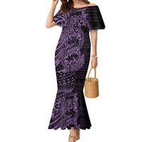 Purple Couple Dolphins Maori Polynesian Style Mermaid Dress LT9 Women Purple - Polynesian Pride