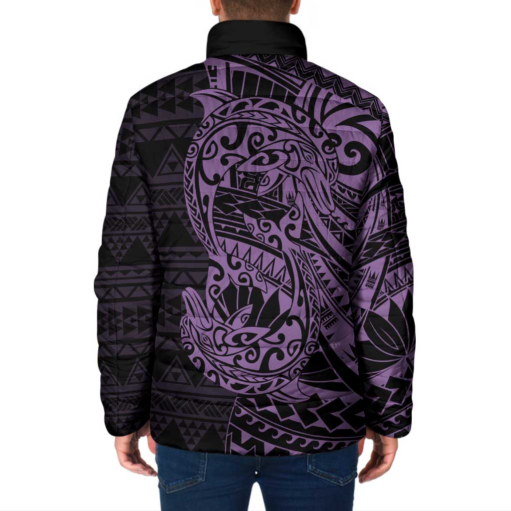 Purple Couple Dolphins Maori Polynesian Style Padded Jacket - Polynesian Pride