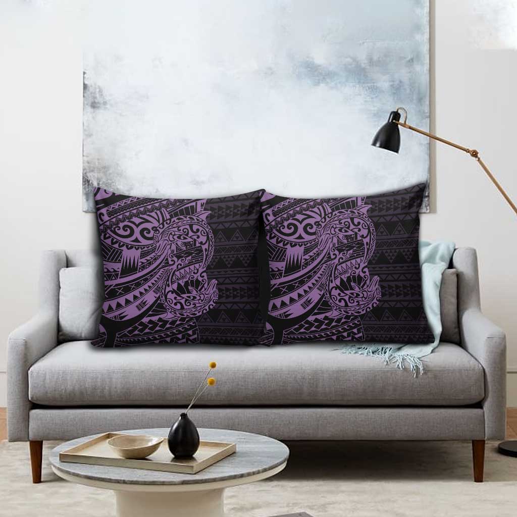Purple Couple Dolphins Maori Polynesian Style Pillow Cover - Polynesian Pride