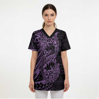 Purple Couple Dolphins Maori Polynesian Style Scrub Top - Polynesian Pride