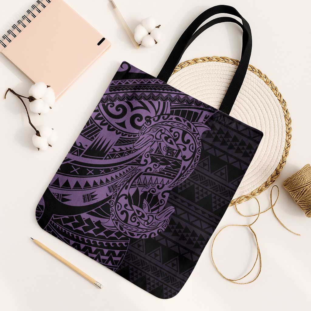 Purple Couple Dolphins Maori Polynesian Style Tote Bag - Polynesian Pride