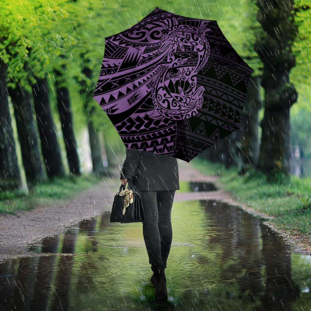 Purple Couple Dolphins Maori Polynesian Style Umbrella - Polynesian Pride