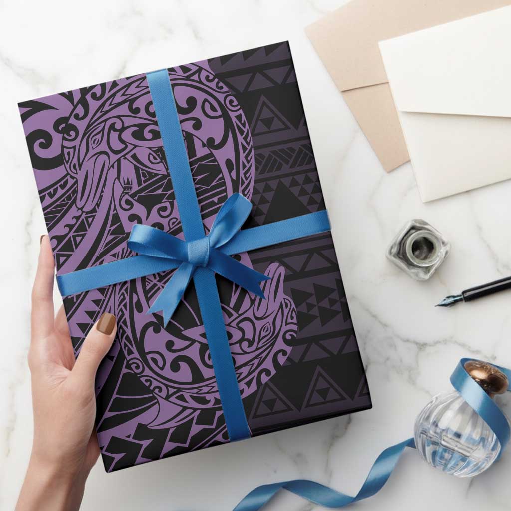 Purple Couple Dolphins Maori Polynesian Style Wrapping Paper - Polynesian Pride