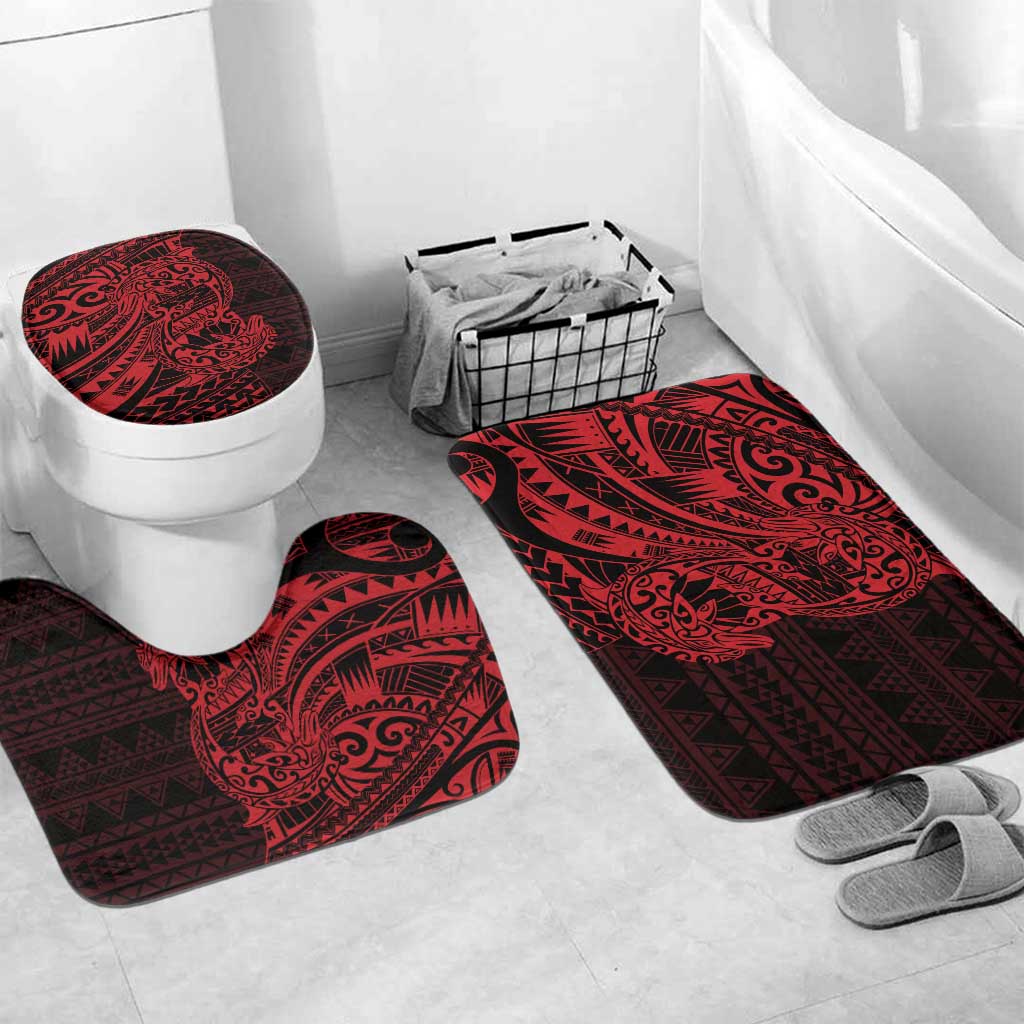 Red Couple Dolphins Maori Polynesian Style Bathroom Set LT9 Mat Set Only (3 pcs) One Size Red - Polynesian Pride